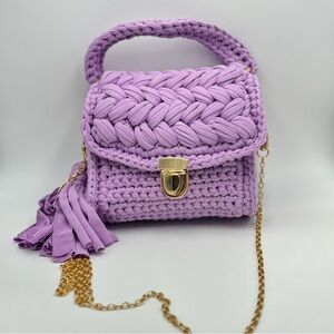 Handmade Crochet Marshmallow Purse - Lilac/Lavender